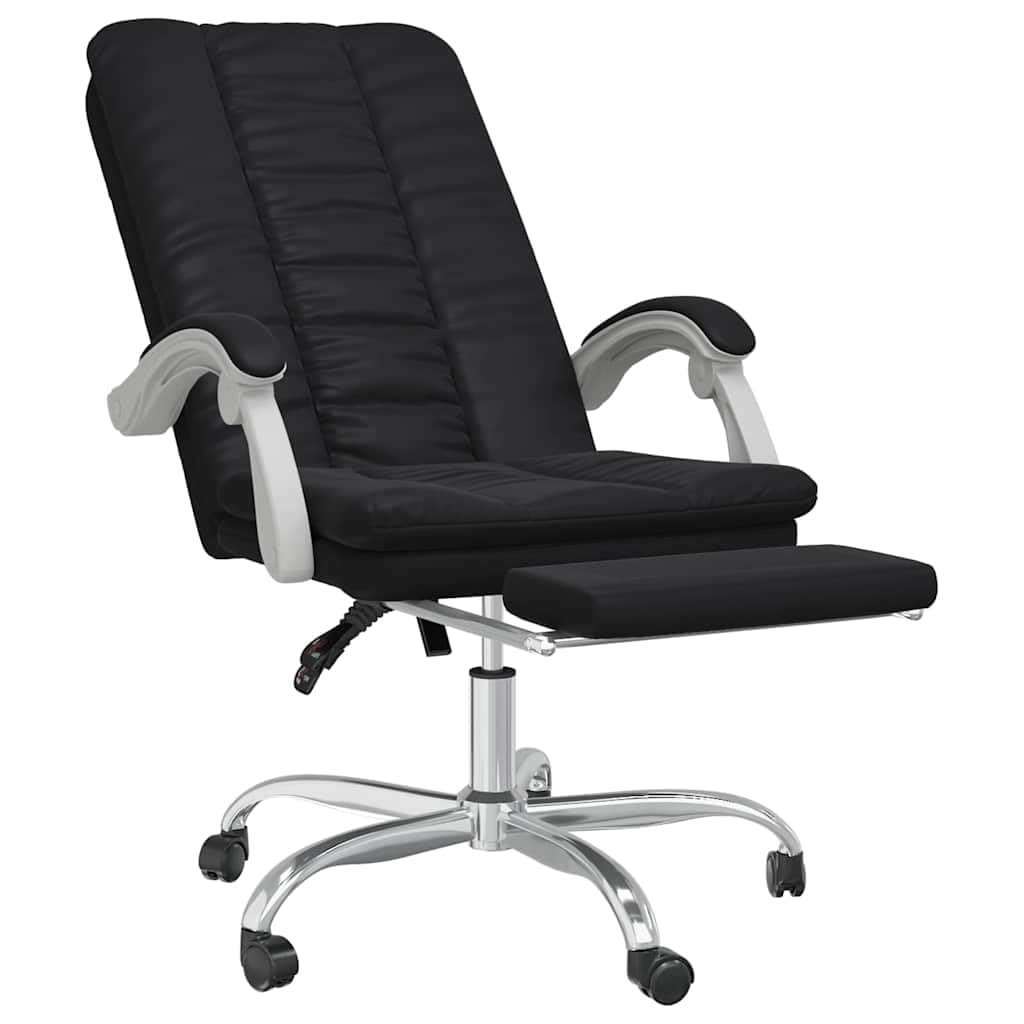 Krzesło biurowe z funkcją leżenia, kolor czarny, sztuczna skóra, ergonomiczna regulacja wysokości, obrotowe, z kółkami i podłokietnikami, do domowego biura, komputera, do gier i krzeseł