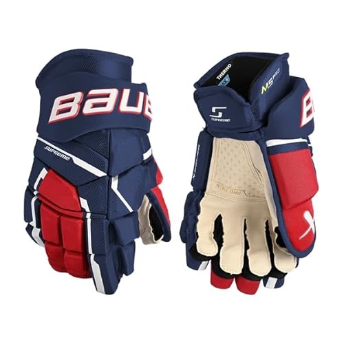 Bauer Supreme M5 PRO Handschuhe Senior, Größe:14 Zoll, Farbe:Navy/rot/Weiss