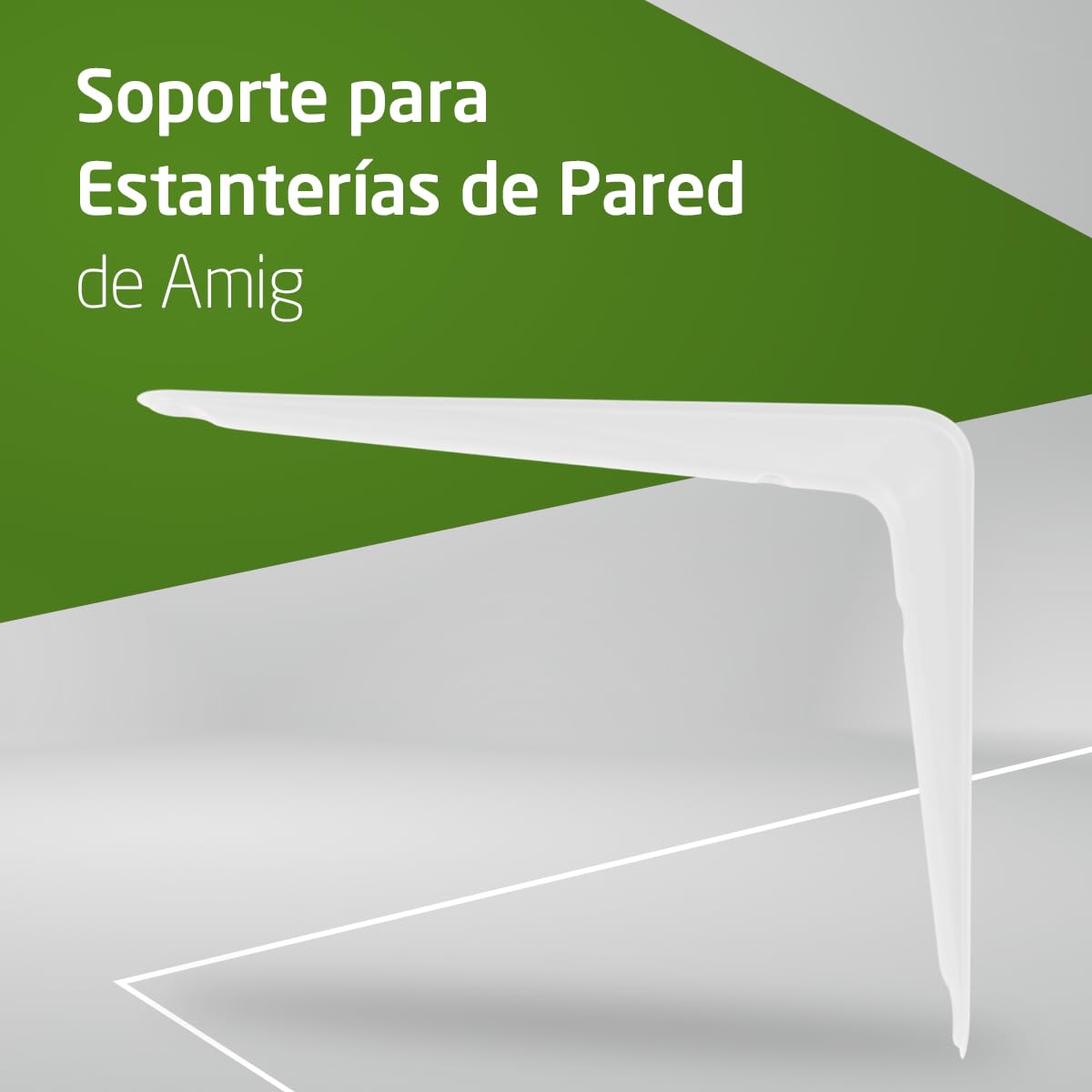 Amig - Pack Soportes para Estantería de Pared - 20 piezas - Escuadras en Acero - 250X200 mm - Color Blanco - Ángulo para Estantes - Soporte para Baldas - Fácil instalación