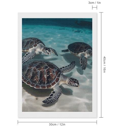 Kits d'art diamant adultes tortue de mer broderie strass rond canevas