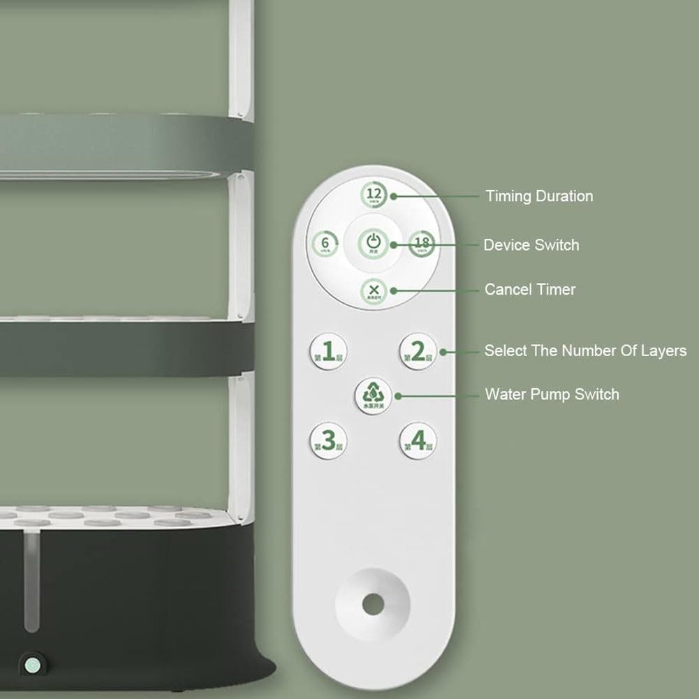 Hydroponisches Indoor-Anbausystem, Hydroponik-Turm mit Vollspektrum-LED-Pflanzenlampen, Fernbedienung, Wasserkreislauf, für Kräuter, Gemüse und Obst – ideal für Hobbygärtner. (Green)