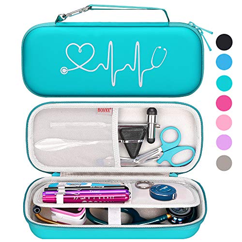 Image of BOVKE Stethoscope Case for 3M Littmann Classic III Monitoring /Lightweight II S.E /Cardiology IV Diagnostic /MDF Acoustica Stethoscopes, Mesh Pocket for Doctor & Nurse Accessories, Emerald