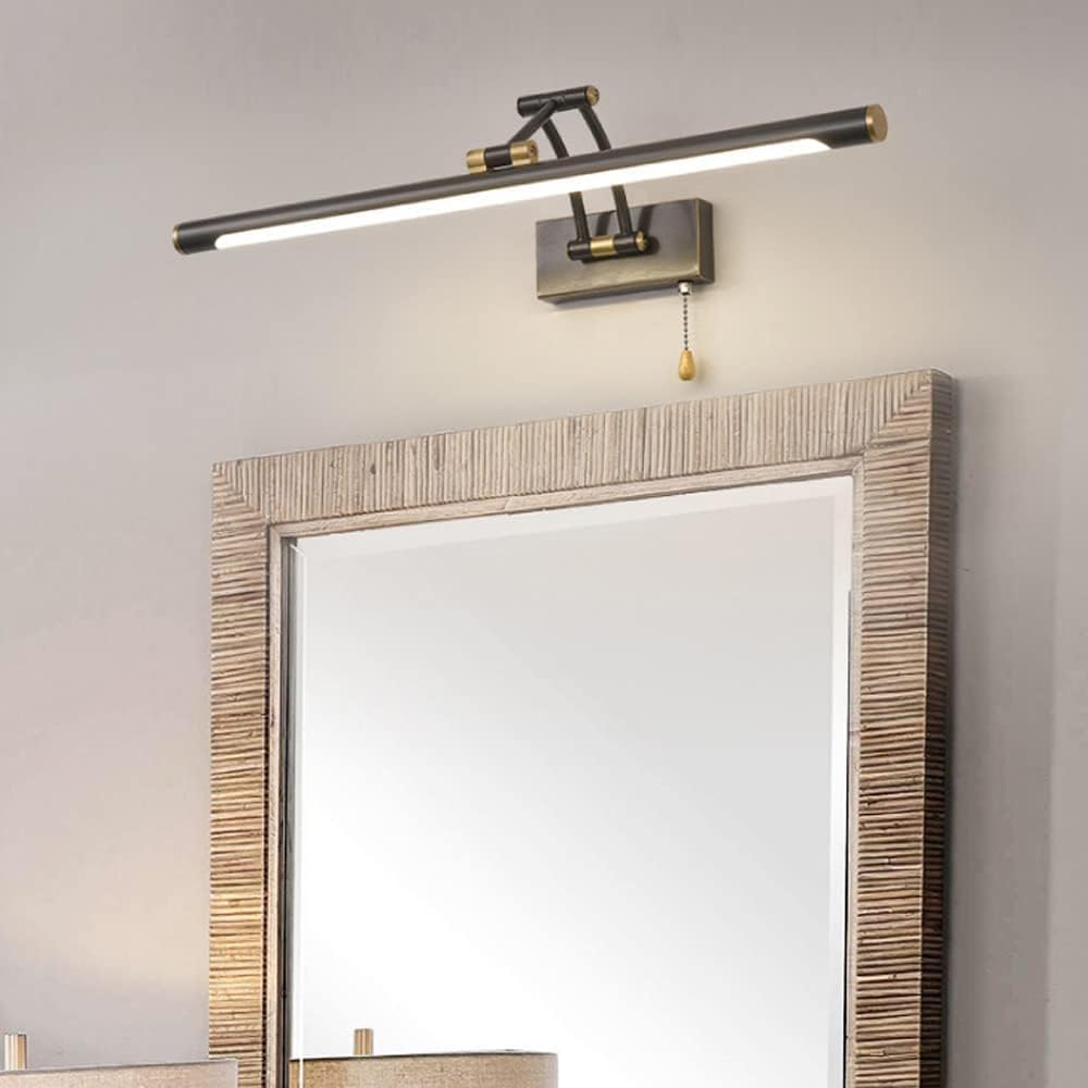 Applique da Bagno A LED con Interruttore A Catenella, Lampada da Specchio Regolabile in Rame, Luce per Quadri, Illuminazione A Sospensione da Soffitto, Monocolore, 35 Cm
