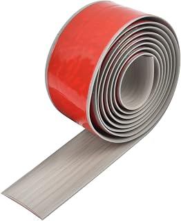 DODUOS 2m*4cm PVC Floor Transition Strip, Grey Wood Laminate to Laminate Door Bar, Self Adhesive PVC Floor Door Divider Strip Flat Laminate Profile Flooring Edge Trim Joining Strip Door Bar