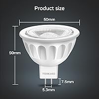 Vista 4 de Torkase Paquete de 10 bombillas LED MR16, 5 W 12 V, base de dos pines GU5.3, bombilla de foco de 40 grados, equivalente a 50 vatios, no regulable
