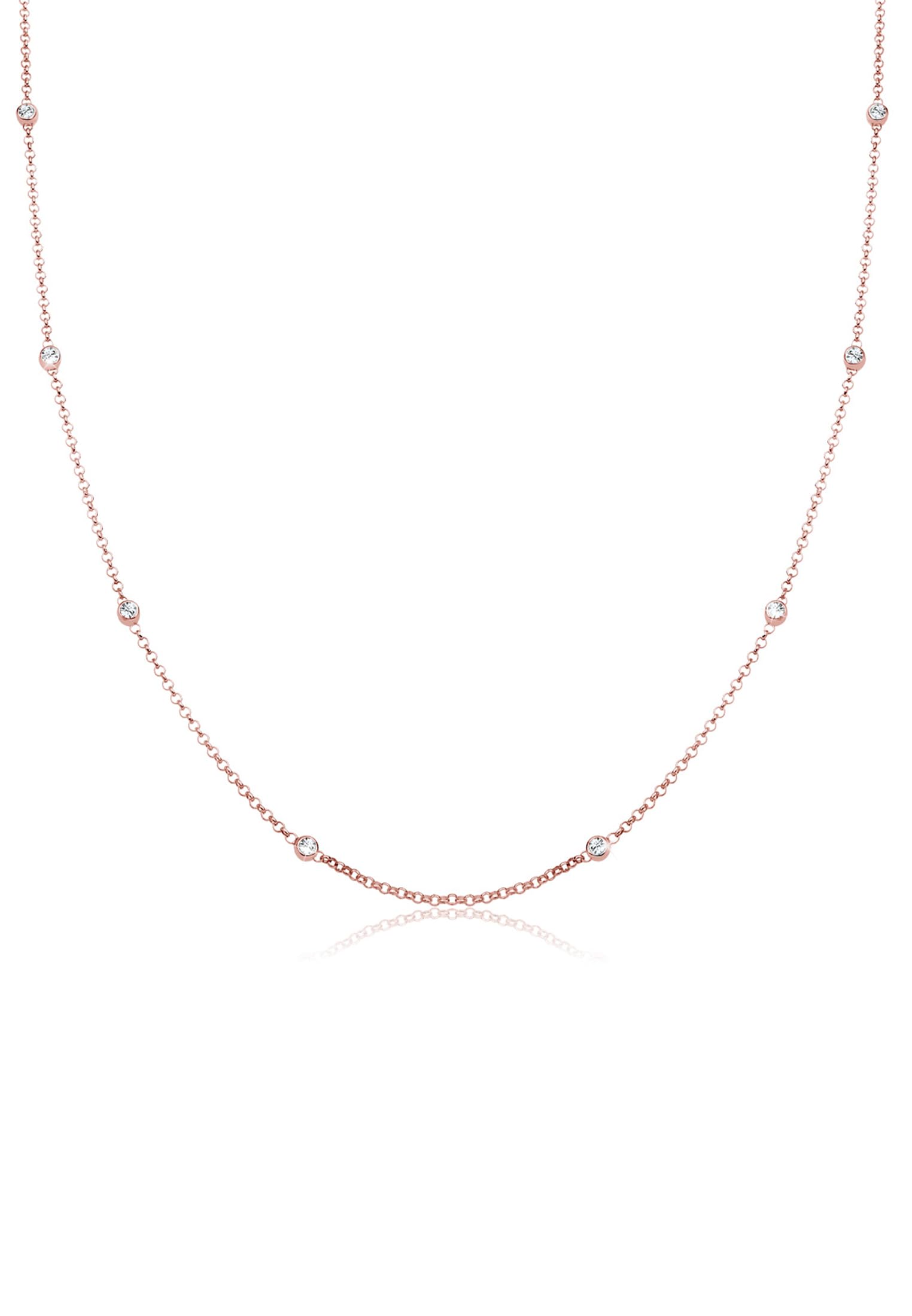 Elli Necklace Solitaire Basic Crystals 925 Sterling Silver Rose Gold Plated