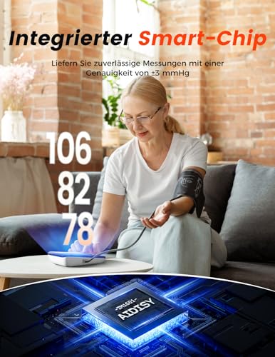 Aidisy Blood Pressure Monitor, Blutdruckmessgerät Oberarm mit Hochauflösende LED-Anzeige, für...