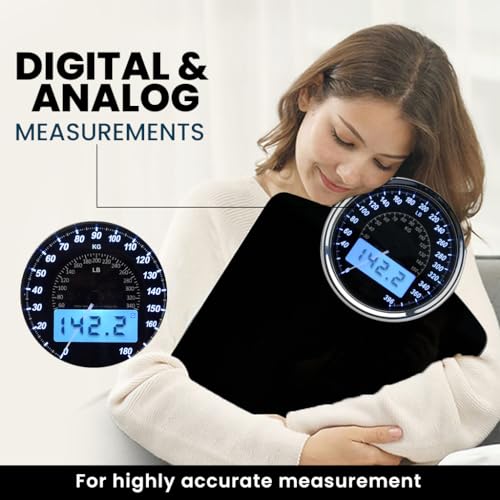 Image of EILISON 2-in-1 Digital & Analog Bathroom Scale, 400 lbs, Large Display