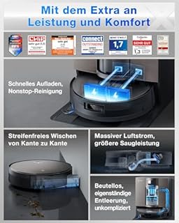 ECOVACS X11 OMNICYCLONE Saugroboter mit Wischfunktion, Blast + 19.500 Pa, ultraschnelles Akkuladen, OZMO Roller 2.0, Klettern max. 4 cm Höhe, Ausfahrender Wischmopp, PureCyclone 2.0 Auto-Entleerung