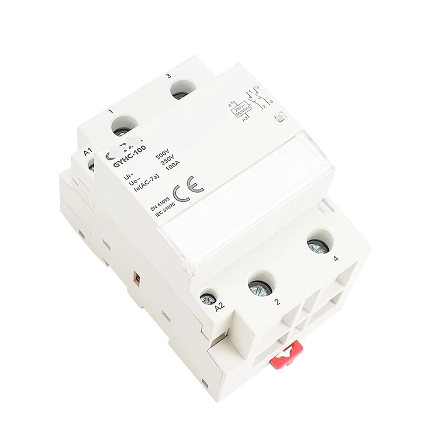 GYHC 2Pole 100A Modular Contactor 2NO 2NC 1NO1NC 220V 110V 24V Automatic Household Contactor Din Rail Type ICT 50/60Hz 1Pcs(2P 100A 2NC 230VAC)