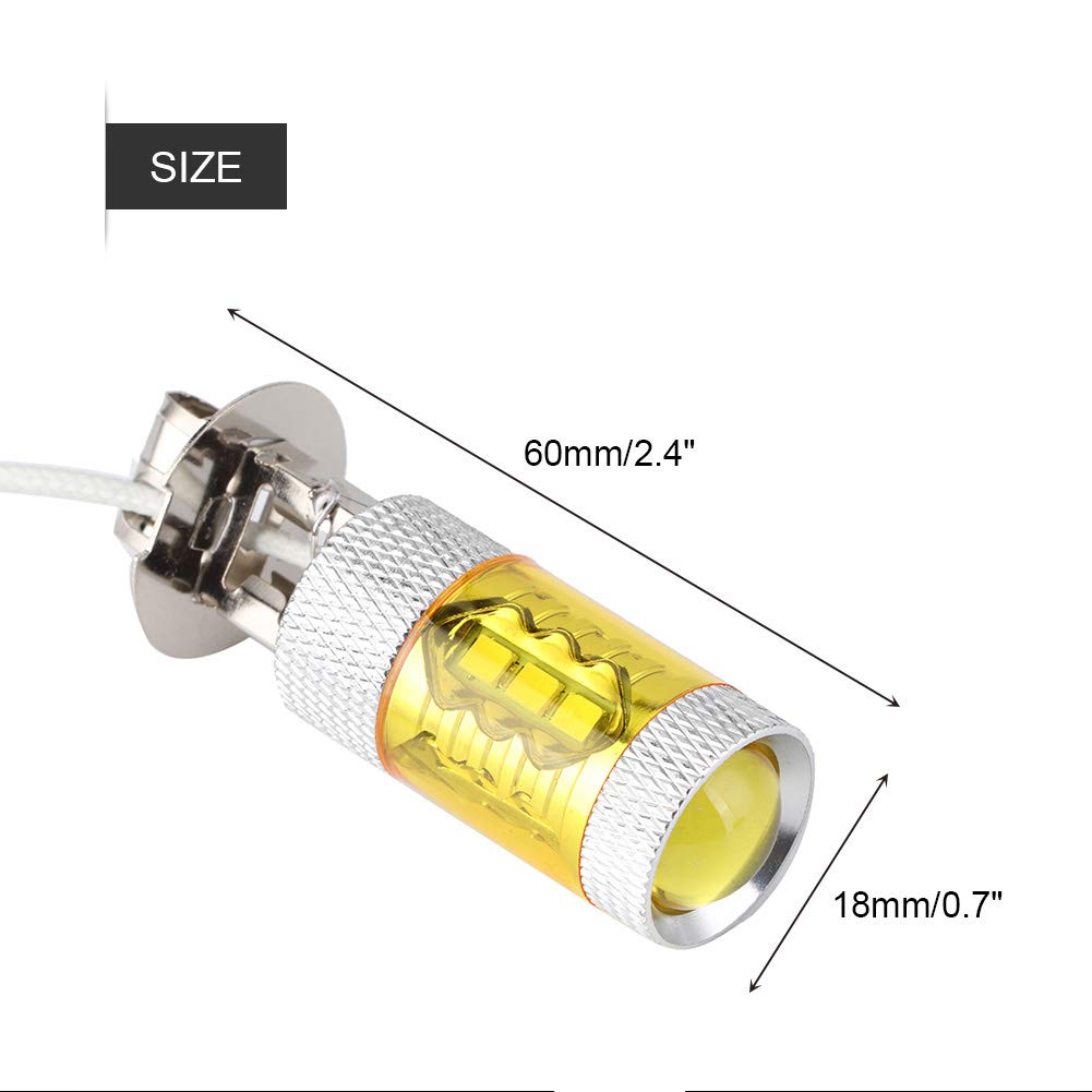 2 szt. LED żółte światła przeciwmgielne żarówki H3 12-24 V 80 W 16SMD bardzo jasne żarówki samochodowe żarówki przeciwmgielne żarówki