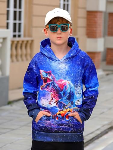 Funnycokid Boys Hoodies Kids Sweatshirt Warm Youth Print Girls Hooded Clothes with Pocket 6-16 Years4