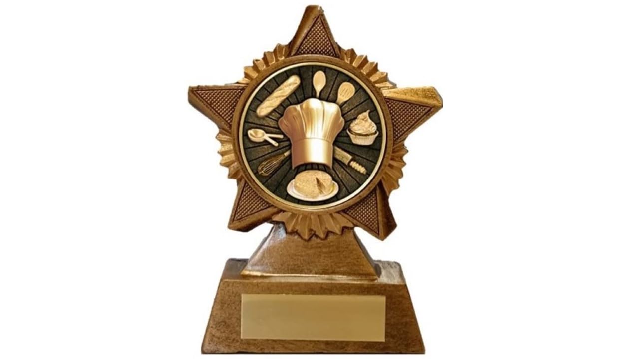 Chef Cooking Trophy Award Premier Star Antique Gold 120mm Heavy Resin Bake Off Come Dine With Me Free Engraving -troshow1-D