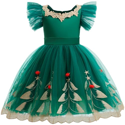 Robe de princesse en dentelle verte fille évitez les démangeaisons robe de bal confortable