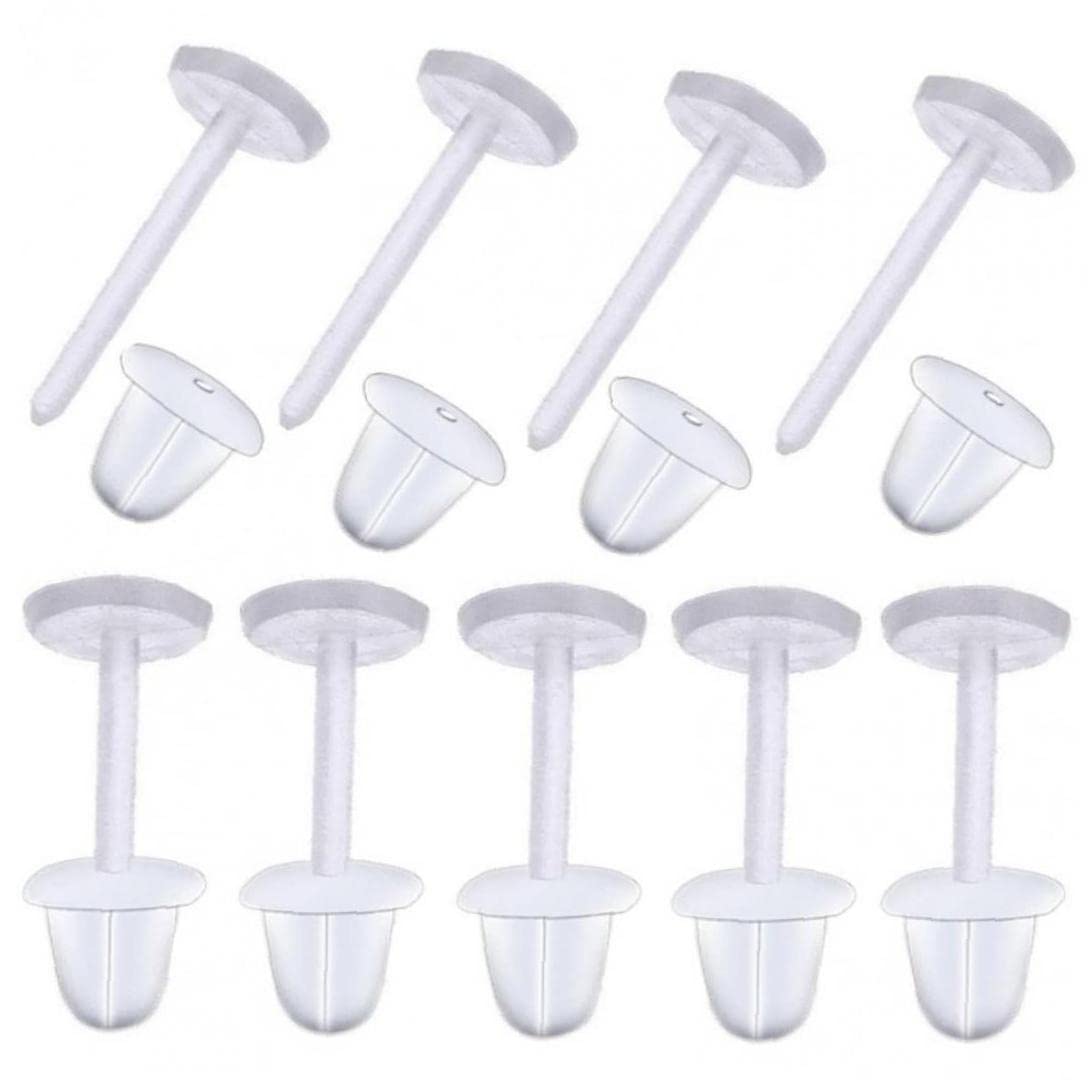 Luxylei Clear Earrings Studs Retainers 50pcs Ear Backs Stopper Posts Pins Ear Lobe Tragus Piercing for Diy Jewelry Making Earrings