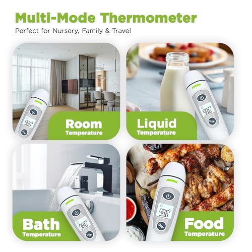 Image of Forehead and Ear Thermometer, No Touch Digital Infrared Thermometer for Baby, Adult and Whole Family| Multifunction Quick Accurate Reading, Fever Alarm, Record Memory, TGA ARTG No. 353751
