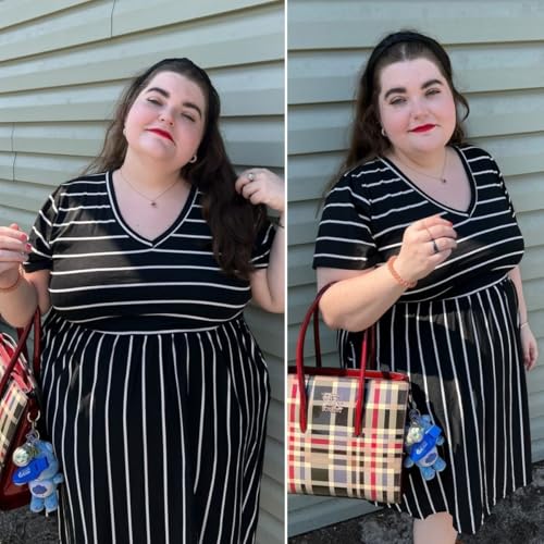 Image of RITERA Plus Size Dresses for Curvy Women Summer Spring Womens Dress V Neck Short Sleeve Casual Dress with Pockets XL-5XL