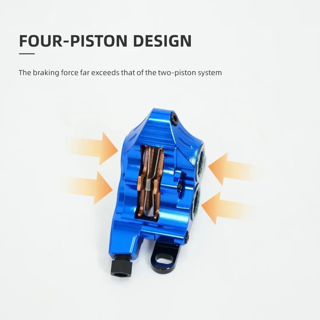 Pinzas de Disco hidráulico de Montaje Plano de 4 pistones, Abrazaderas de Aceite Mineral, Frenos térmicos CNC de Aluminio para Bicicleta de Carretera(No Rotor Black)
