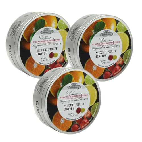 Simpkins Sugar Free Mixed Fruit Travel Sweets 150g Pack of 3