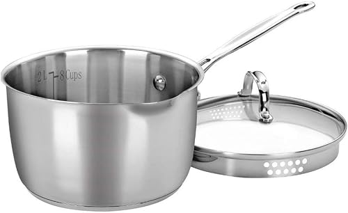 Cuisinart 7193-20P Chef's Classic - Cacerola para cocinar y verter de 3 cuartos con tapa de acero inoxidable