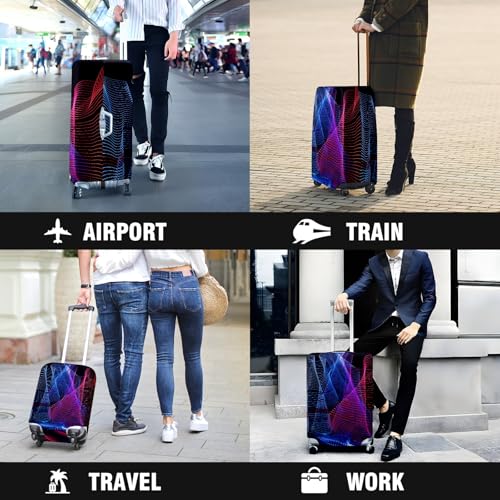 Travel Luggage Cover Suitcase Protector Scratch-Resistant Fit Not Included Suitcase Blue, Red And Pink Abstract Artwork M-22-24in 5