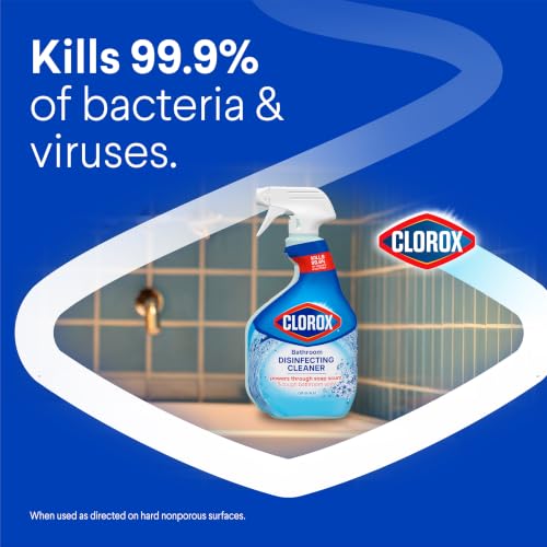 Image of Clorox Disinfecting All-Purpose Cleaner, 32 fl. Oz., and Bathroom Cleaner, Bleach Free, Household Essentials, Cleans Dirt and Grime Off Most Surfaces and Countertops, 32 fl. oz.