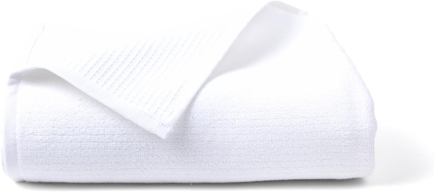 HEYLINEN 100% Organic Cotton Bath Towel | Luxury 650 GSM Beach & Spa Towels | Soft Large Quick Dry Towel for Bathroom | Waffle Terry Weave | White 35x60