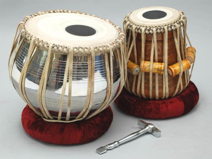 Indian Musical Instrument Bayan Tabla Full Set in Polish Copper Bayan.Best for Beginners & Student Finest Dayan With Padded Bag,Hammer,Cover and Book & Cushions.-image-18