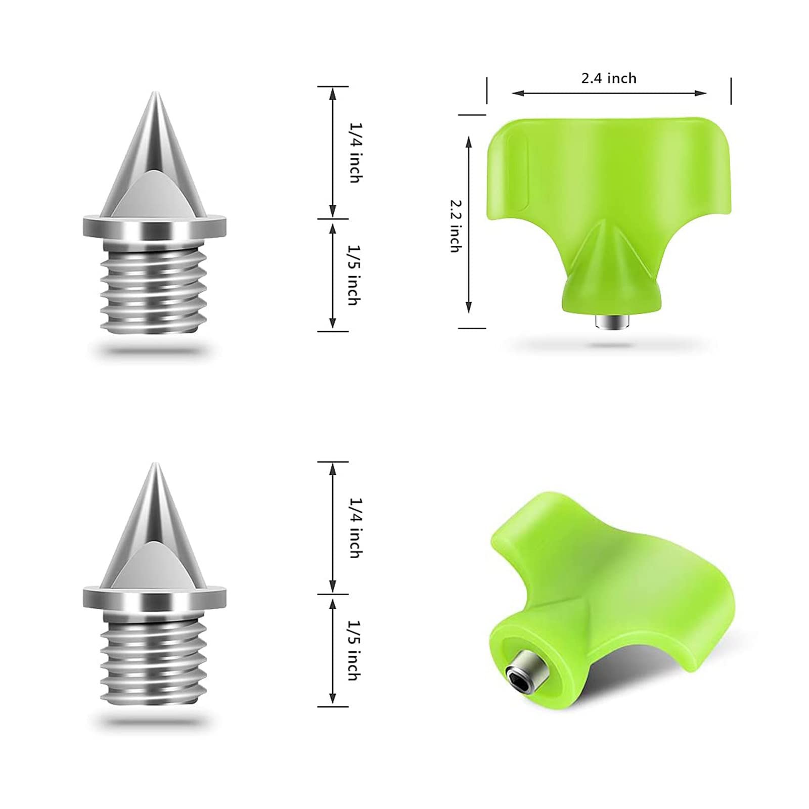 SUIGREOY 1/4 Inch Track Spikes,60 Pieces Lighter Weight Shoe Spikes Replacements with Spike Wrench for Sports Running Track Shoes,Used for Track and Field Sprinting or Cross Country (Silver)