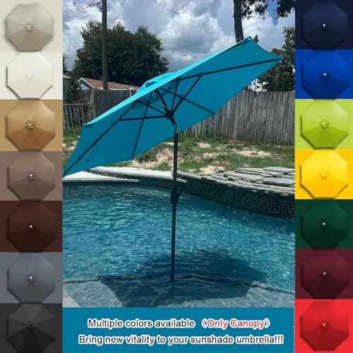 Outdoor Patio Umbrella 7.5ft/9ft/10ft Replacement Top Canopy, 6 Ribs 8 Ribs Outdoor Table Market Yard Umbrellas Canopy Replacement Top Cover, Parasol Waterproof UV Protective Replacement Canvas - Image 3