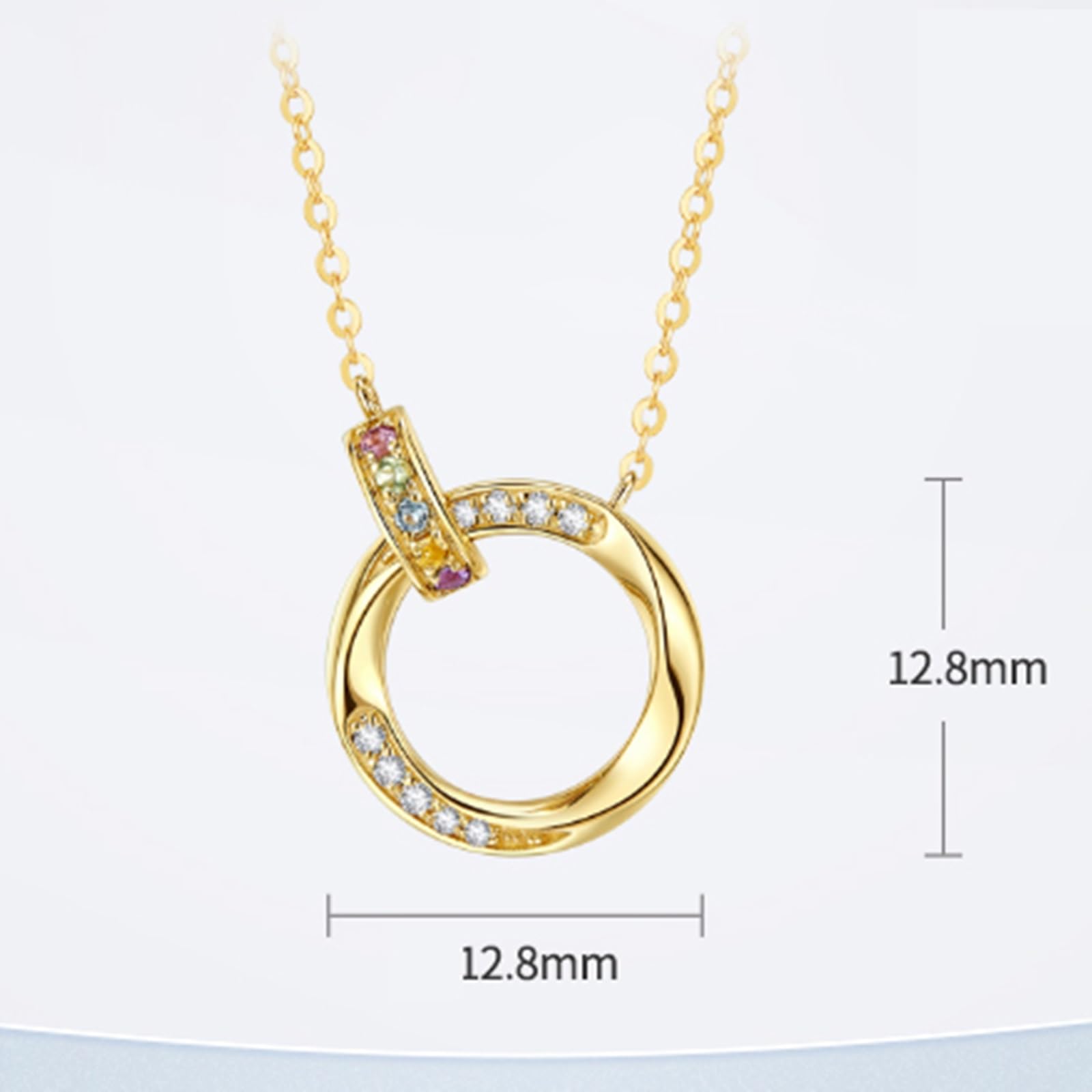 Collares de oro amarillo para mujer, colgante circular trenzado con piedras preciosas coloridas, turmalina, peridoto, amatista, citrino, topacio, diamante