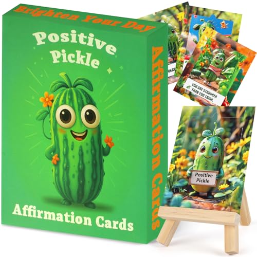 Positive Pickle Cards – Tear-Off Surprise Affirmation Cards with Cute Pickle Characters, Funny Story Emotional Support Pickle Notes, Pickle Birthday Card Gift for Women & Teens, Self-Care & Daily Encouragement