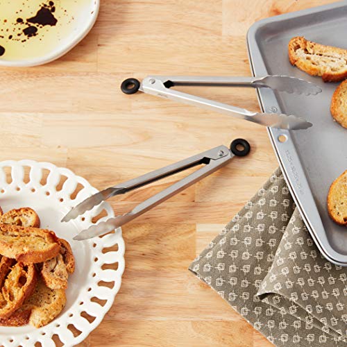 Tovolo Kitchen Cooking Mini Stainless Steel Tongs 7" Easy Lock Mechanism For Serving, Salad, And Ice, Set Of 2, Stainless #TOP4
