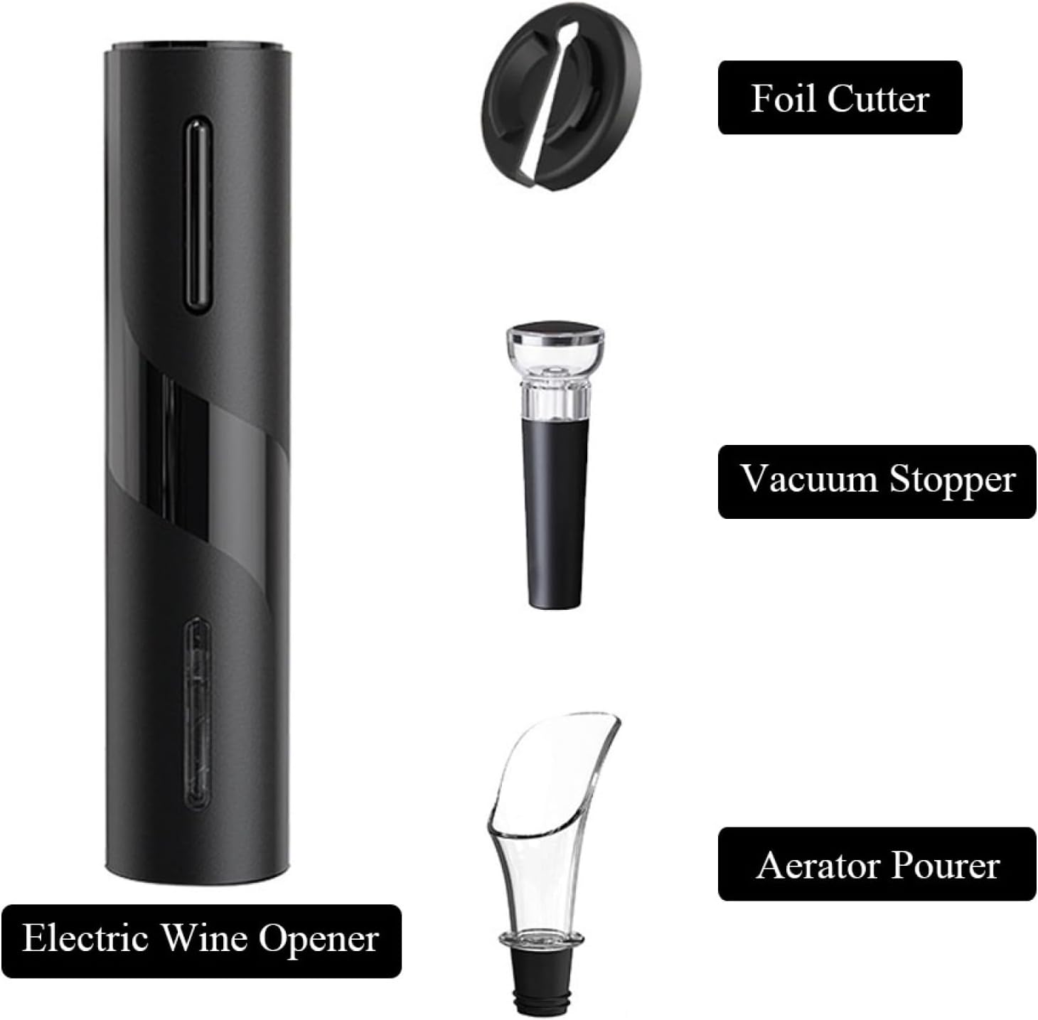TopHomer Electric Wine Opener Set - Wine Opener, Foil Cutter, Vacuum Stopper, Wine Aerator for 0.79-0.95in Dia Wine Bottles Stopper, Indoor & Outdoor Use