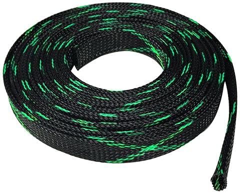 25 FT 3/8" 9mm Black Green Expandable Wire Cable Braided Sleeving Sheathing Loom Tubing US