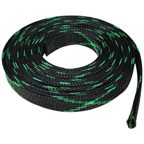 10 FT 1/2" 13mm Black Green Expandable Wire Cable Braided Sleeving Sheathing Loom Tubing US Cover