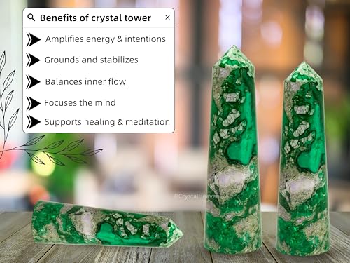 Image of Crystal Heaven Certified Variscite Tower Obelisk Point For Chakra, Healing And Balancing - Aaa Grade Original Certified Gemstone Agate For Reiki Meditation Yoga Spiritual (2-3 Inches)