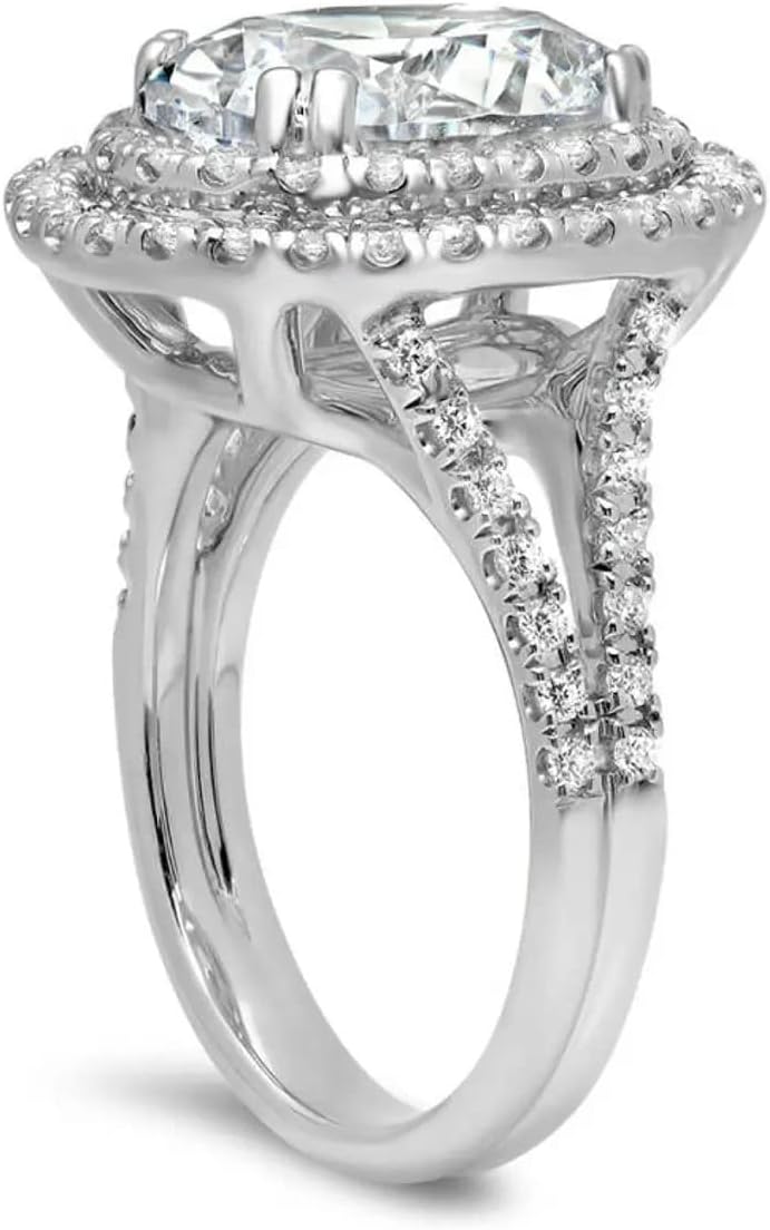 4 CT Oval Cut Colorless Moissanite Engagement Ring Wedding Band Gold Silver Eternity Solitaire Ring Halo Ring Vintage Antique Anniversary Promise Gift Her, Designer Bridal Ring