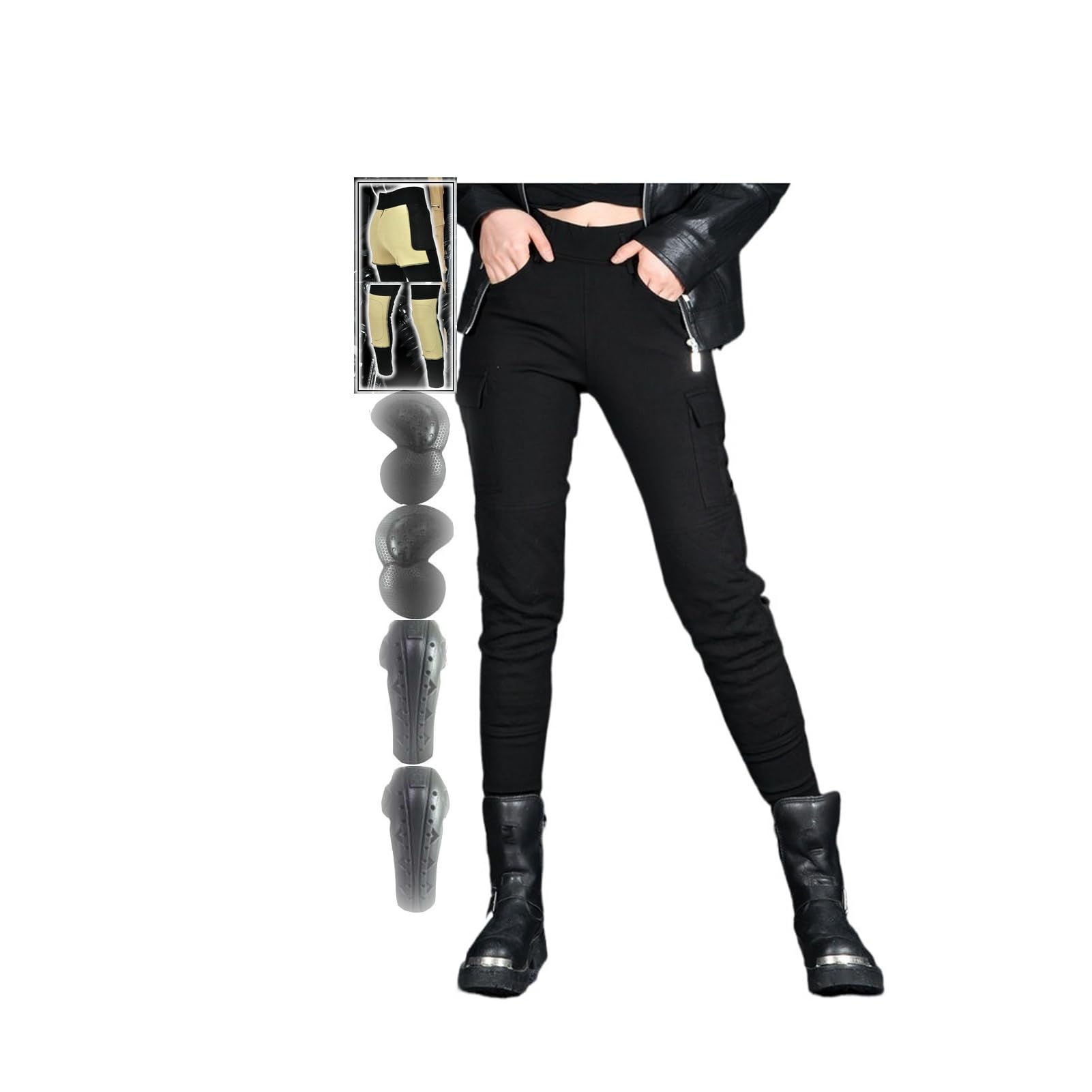 Pantaloni da Moto da Donna Foderati in Aramide Jeans da Equitazione in Denim vestibilità Slim Elasticizzata con Protezioni for Le Ginocchia for Bici/Avventura