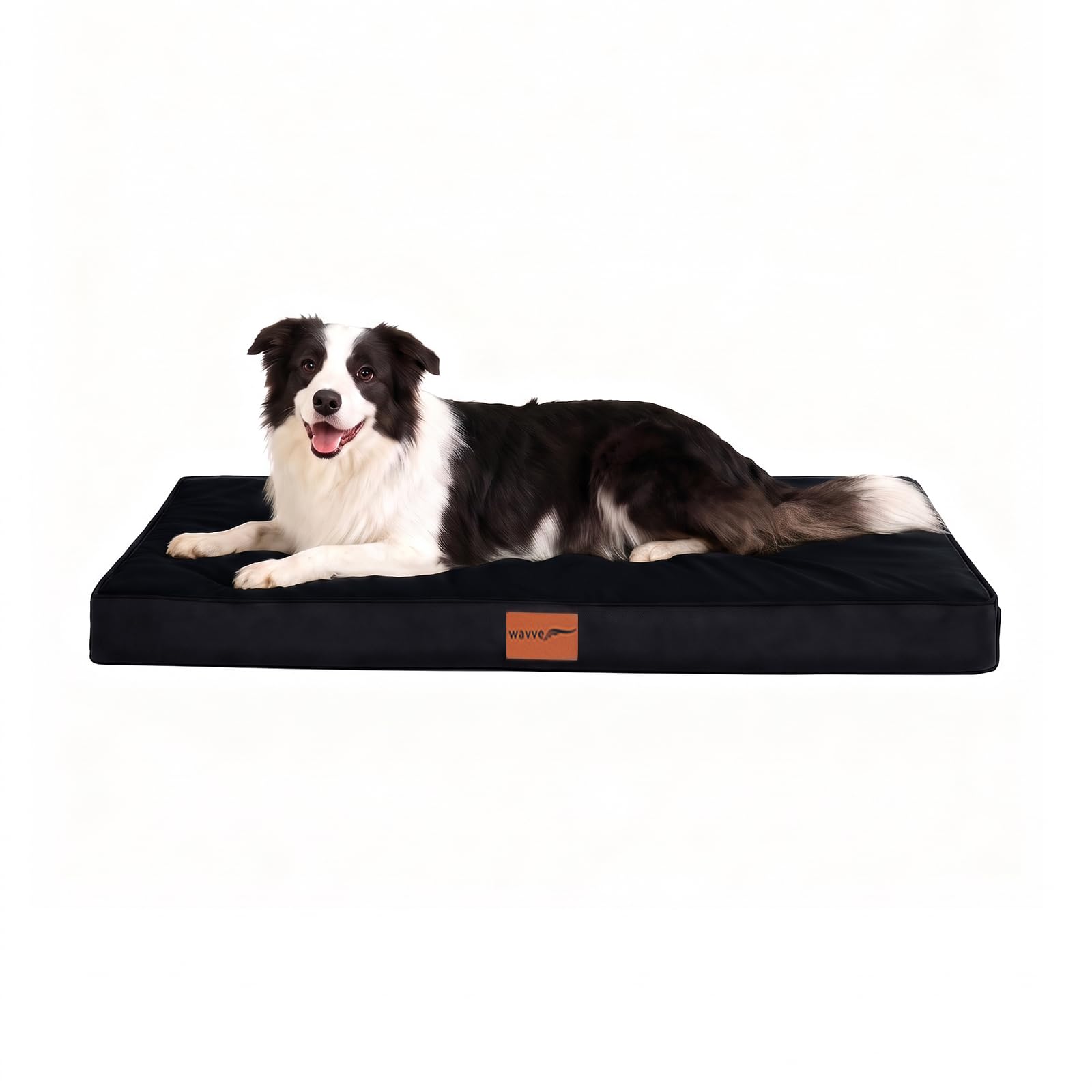 WAVVE Cuccia Cane Interno Taglia media 91x69x7.6 cm Nero | Materassino ortopedico in schiuma a nido d’uovo, sfoderabile e lavabile, fodera interna impermeabile, fondo antiscivolo