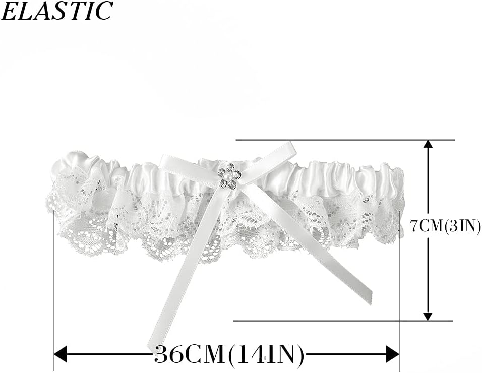 JAKAWIN White Wedding Garter for Bride Womens Bridal Lace Garters