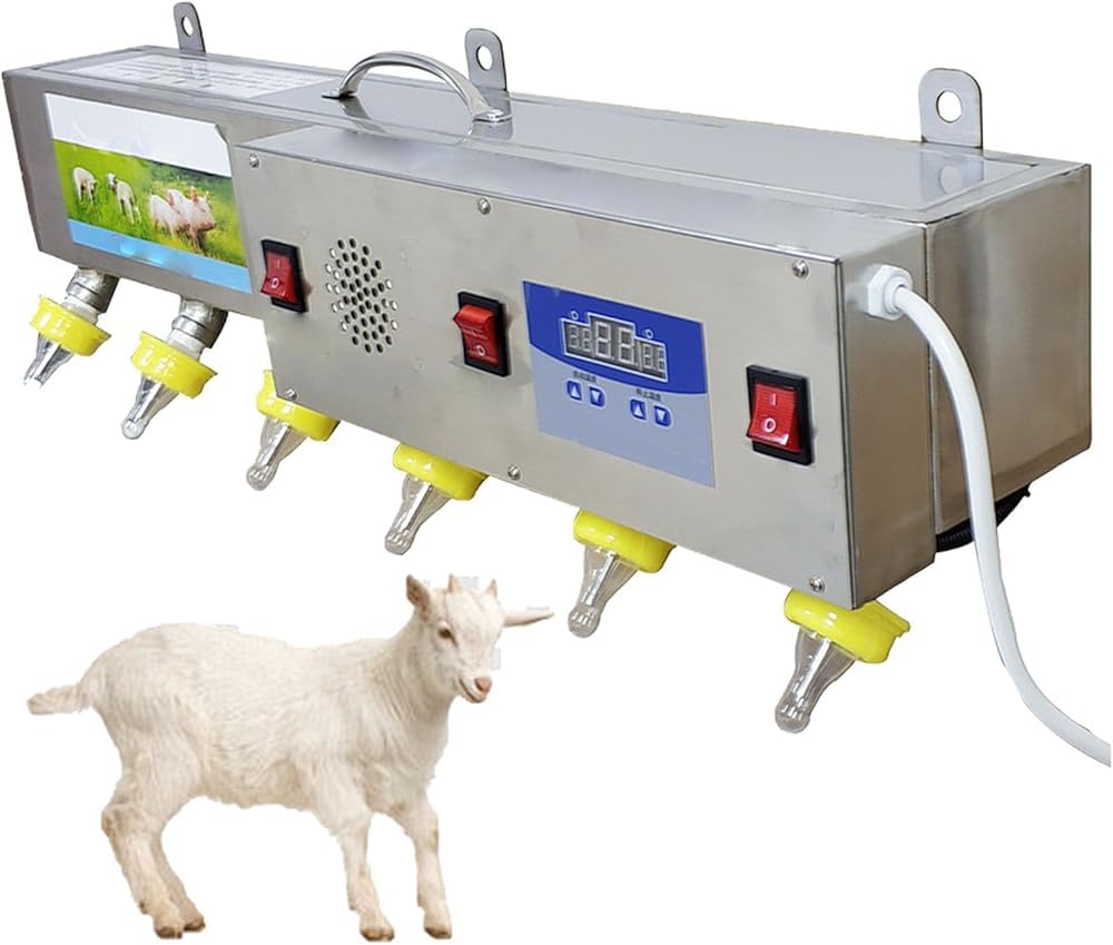 6 comederos de pezones totalmente automáticos, alimentador de leche y agua a temperatura constante, dispositivo de lactancia materna con simulación de sonido, para lechones y corderos