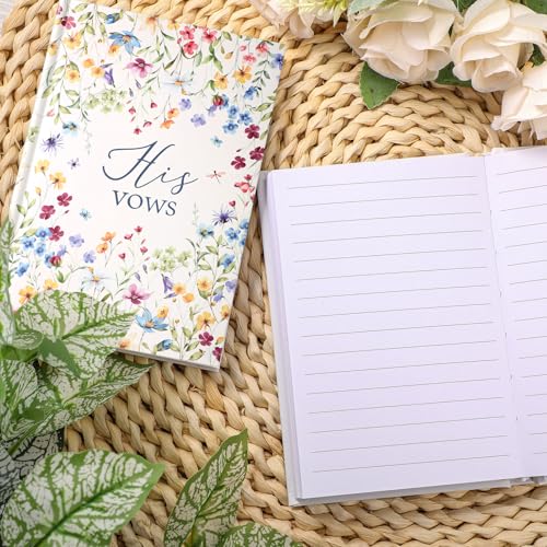 Image of Engrowtic Set of 2 Wedding Vow Books His and Hers (6.06x4.17) Premium Wedding Keepsake Essentials Elegant Bridal Shower Engagement Ceremony Gift for Bride Groom(Colorful,Wildflowers)