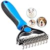 Itplus dog undercoat rake cat grooming rake shedding brush 2 sided pet grooming tool deshedding and dematting rake brushes comb for pets remove undercoat mats tangles  urban country home decor
