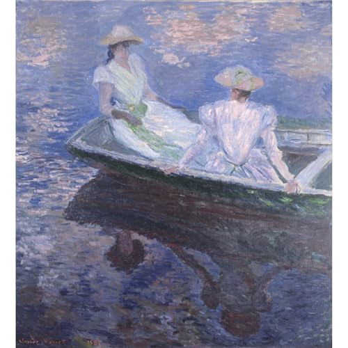 Toile Monet Sur le bateau 76x101 cm avec encre d'archive de qualité musée