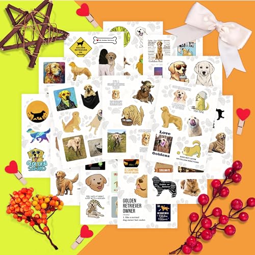 Image of 100Pcs Golden Retriever Stickers for Water Bottle and Laptop - Golden Retriever Party Favors & Decorations, Waterproof Vinyl Decals, Cute Dog and Pet Stickers, Gifts for Women & Men