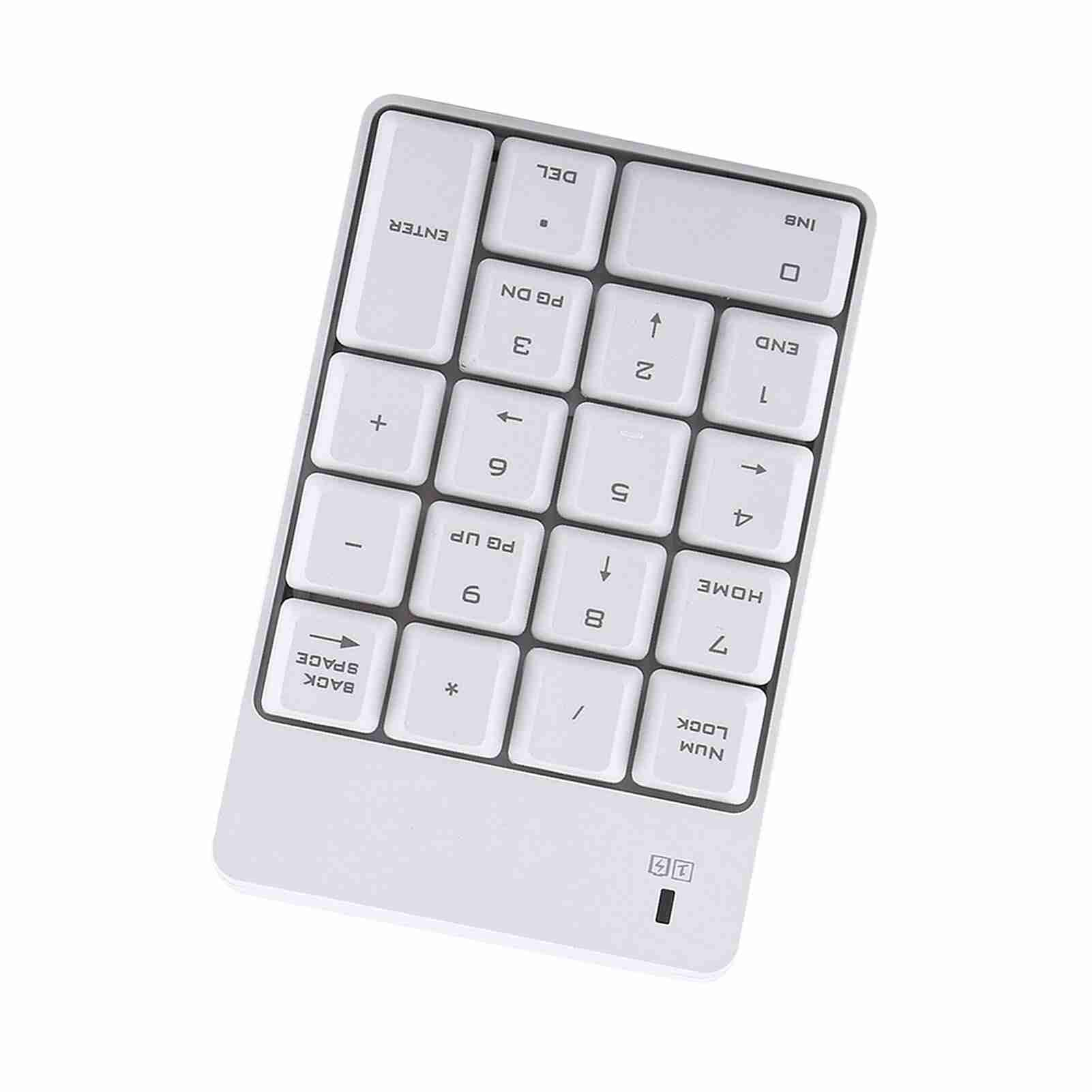 Teclado Numérico USB Inalámbrico de 2,4 GHz Teclado Numérico Número 18 Teclas Mini Teclado Portátil con Receptor USB para Computadora Portátil PC de Escritorio Batería No (Blanco)