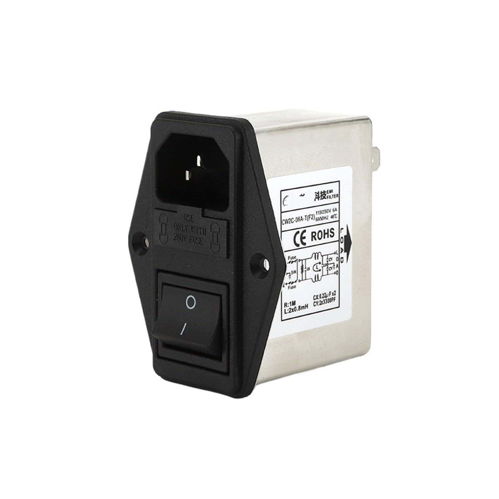 Filtro presa CW2C-T Interruttore di alimentazione con fusibile tre in uno