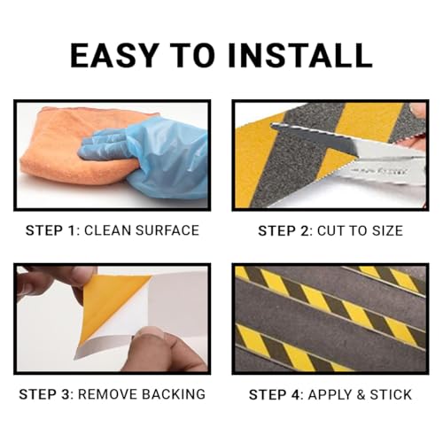 Image of 50mm x 18 meter Yellow & Black Anti Skid Anti Slip Grip Tape for Stairs Adhesive Caution Tape for Slippery Floors Staircase Ramps Indoor Outdoor Use Keeps You Safe