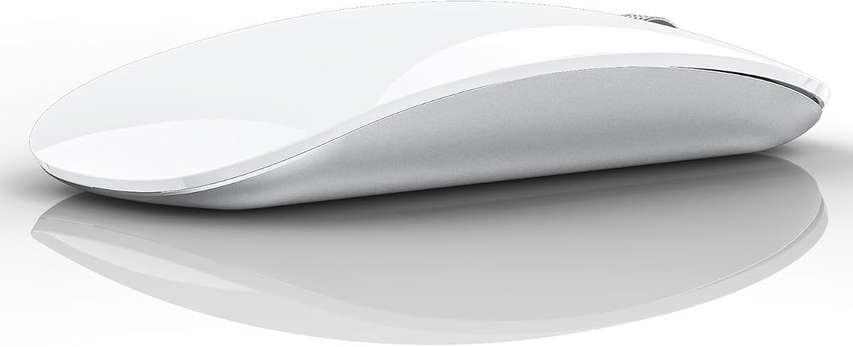 M18 Bluetooth Mouse, USB C Rechargeable Wireless Mouse, Silent-White | Tri-Mode BT5.1/5.0+2.4G, Quiet Click, Portable, Battery Level Visible, USB Receiver,Type C Adapter, for Laptop/MacBook/iPad